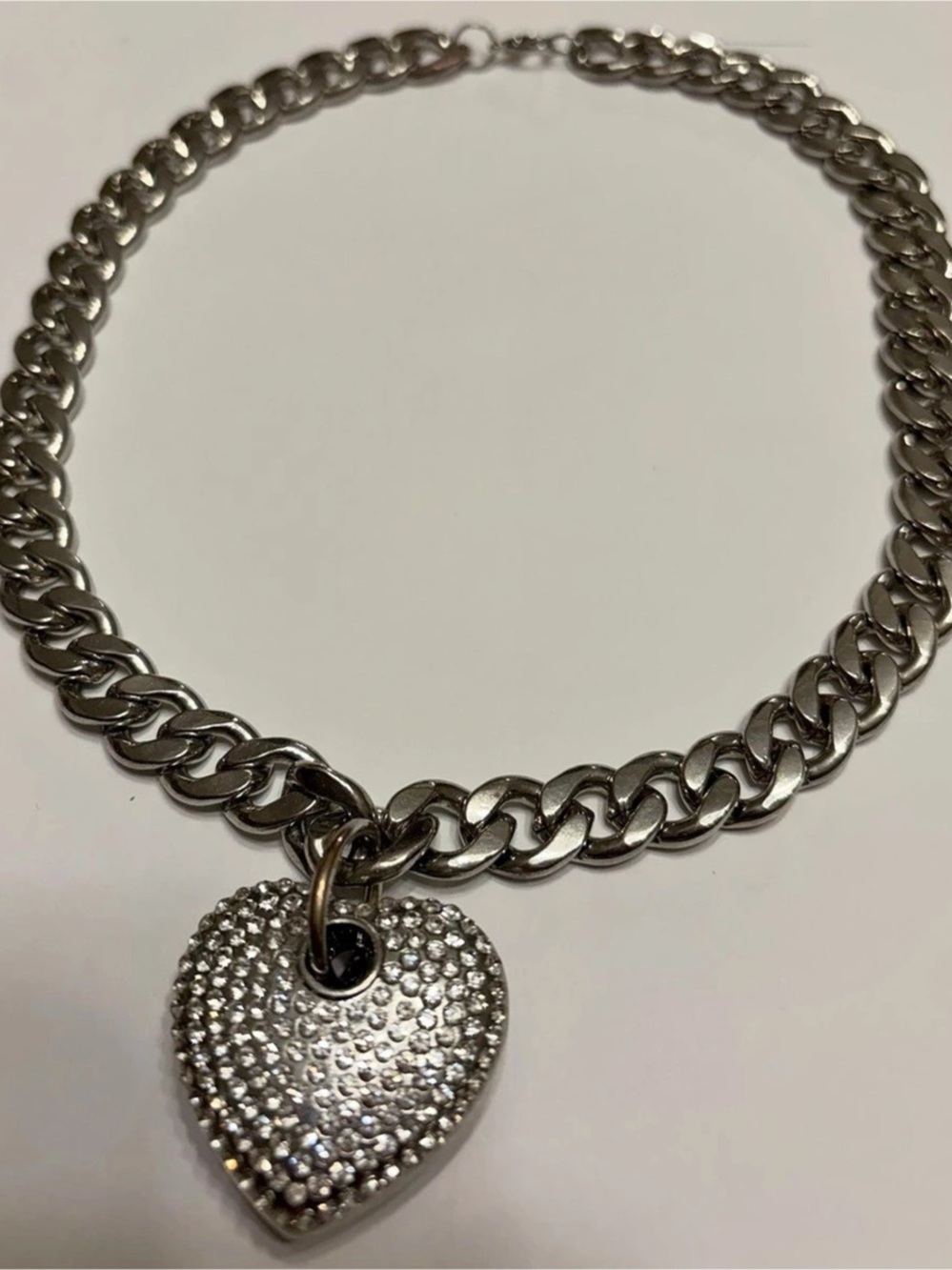 Silver-Tone Heart Pendant Necklace Like New